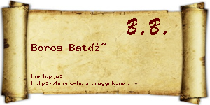 Boros Bató névjegykártya